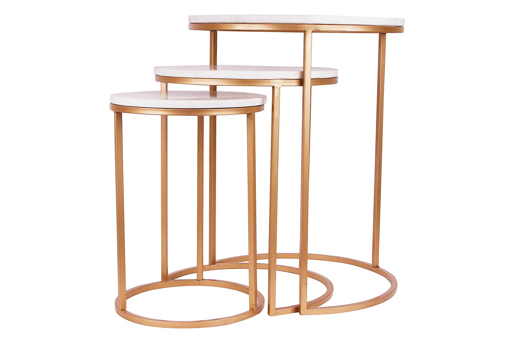 WHITE AND GOLD MARBLE NESTED TABLES