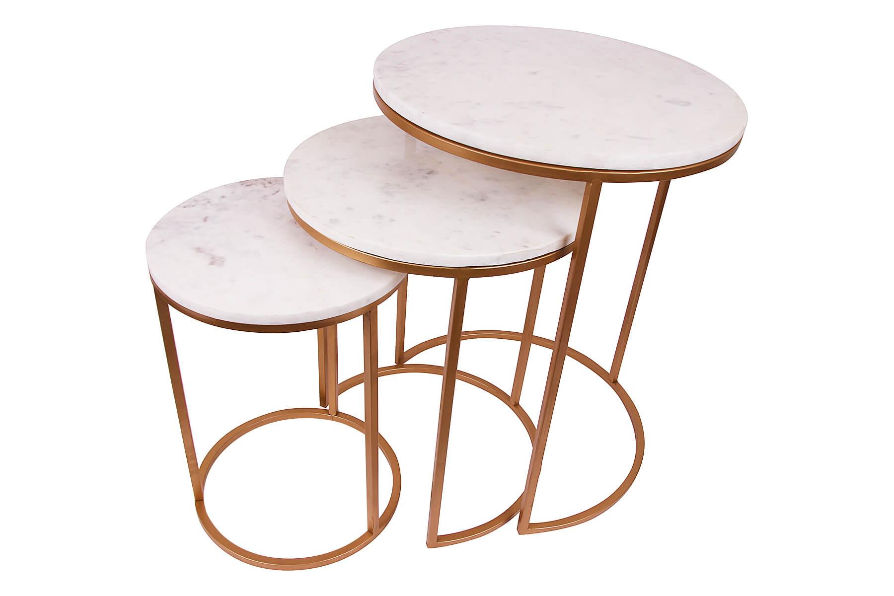 WHITE AND GOLD MARBLE NESTED TABLES
