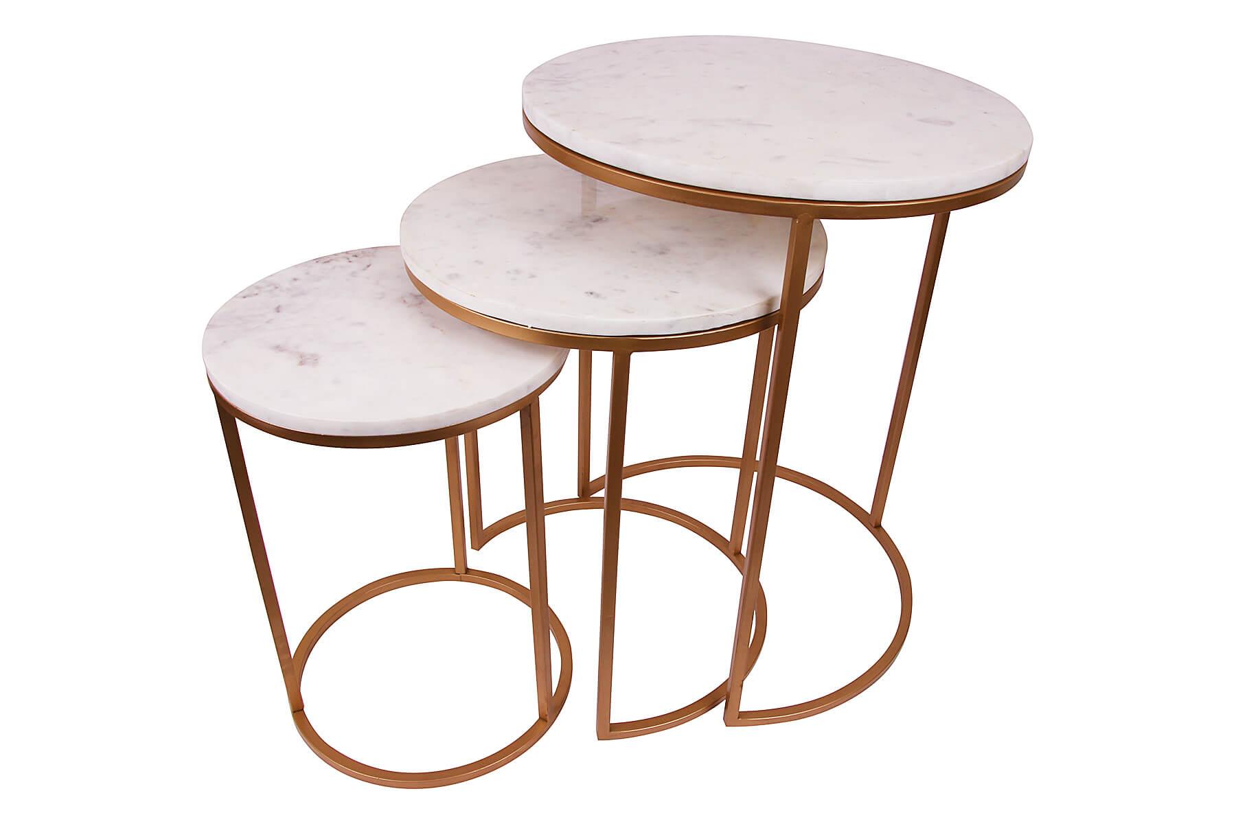 WHITE AND GOLD MARBLE NESTED TABLES