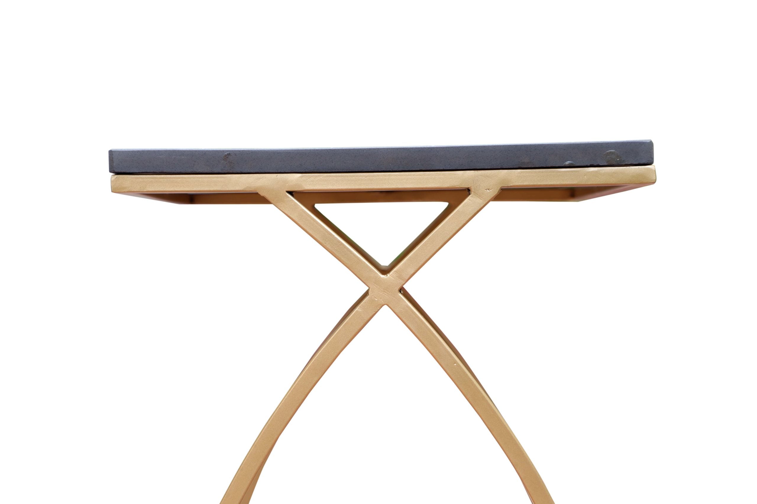 GOLDEN FRAME WITH BLACK TOP TABLES (Pack of 2 tables)