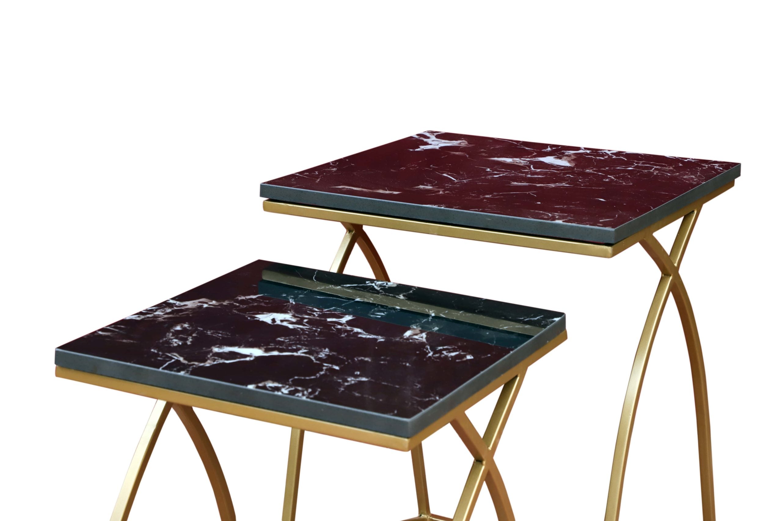 GOLDEN FRAME WITH BLACK TOP TABLES (Pack of 2 tables)