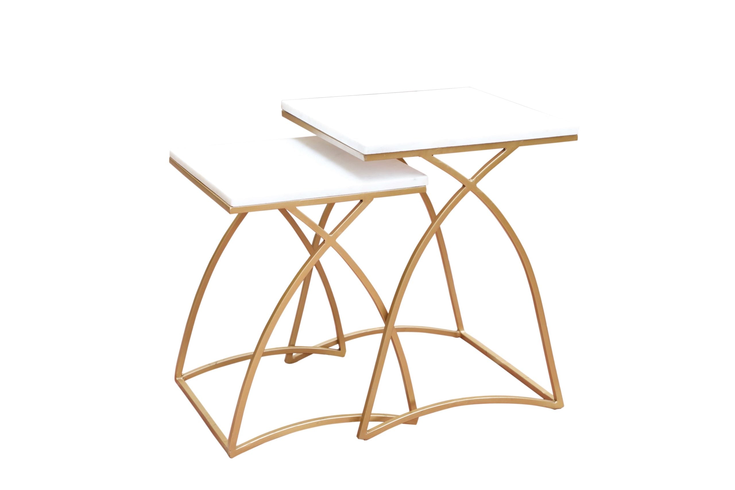 WHITE TOP GOLD FRAME TABLES