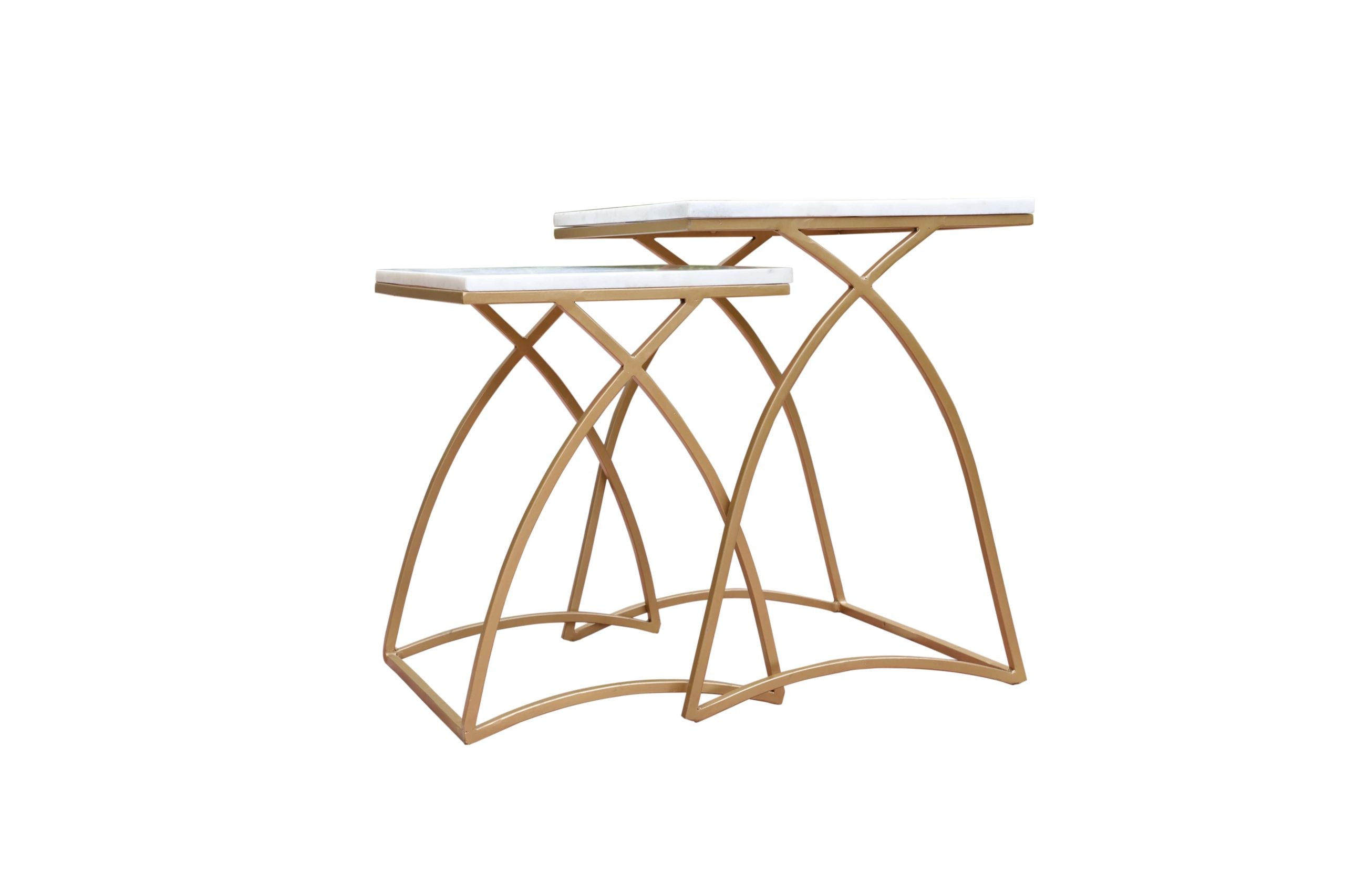WHITE TOP GOLD FRAME TABLES
