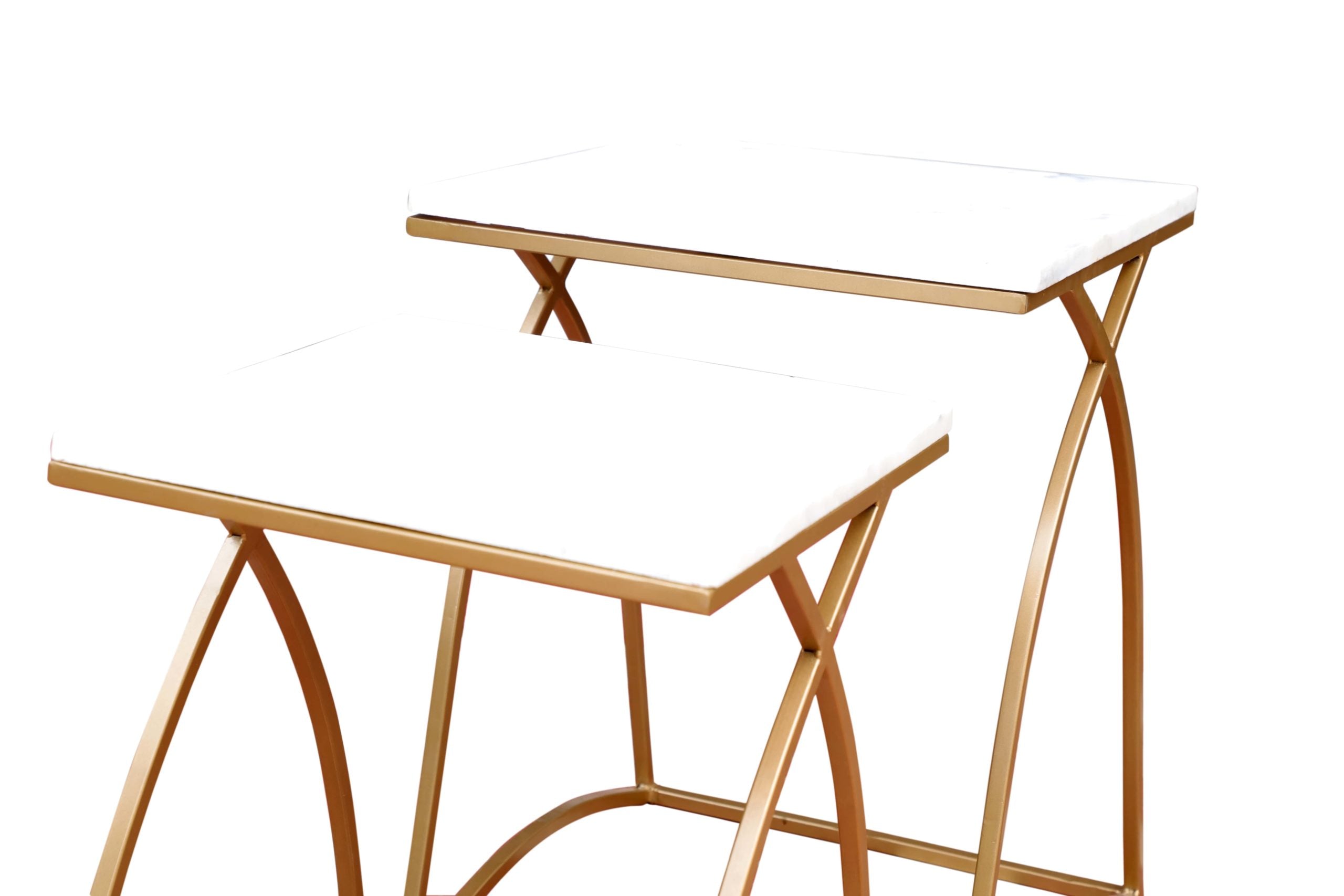 WHITE TOP GOLD FRAME TABLES
