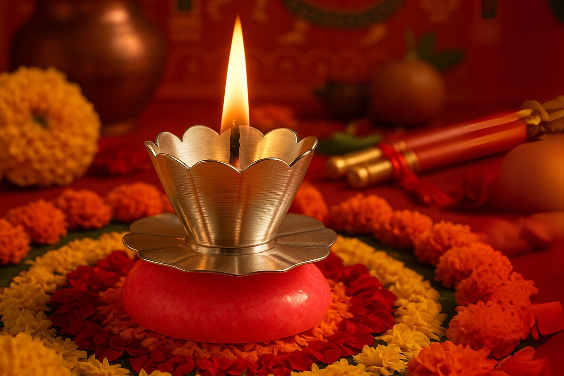 PINK DEEPAK IN SILVER FINISH FOR POOJA, DIYA FOR HOME DECORATIVE & GIFTING