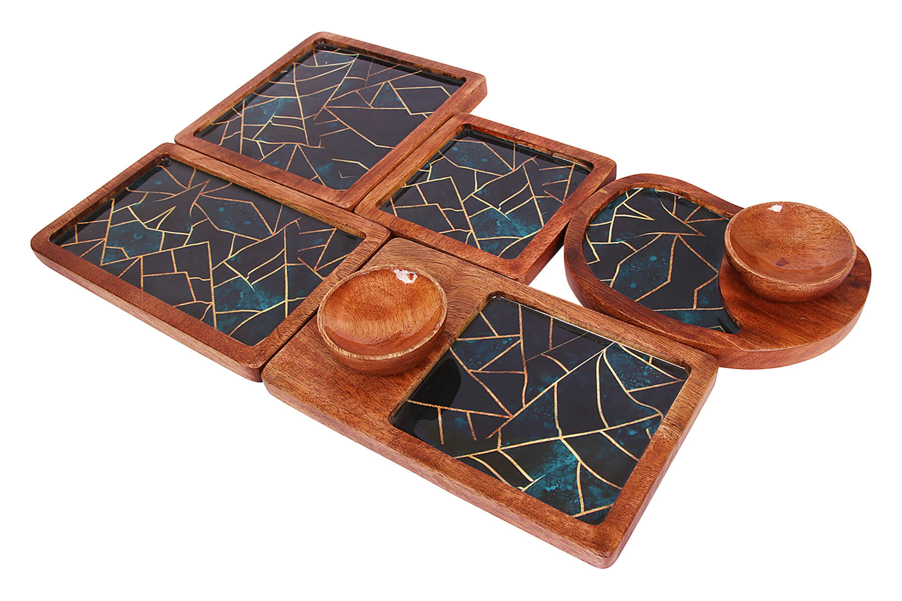 WOODEN SERVING PLATTER SET / ELITE DESIGN MANGO WOOD PLATTER/ SET OF 5