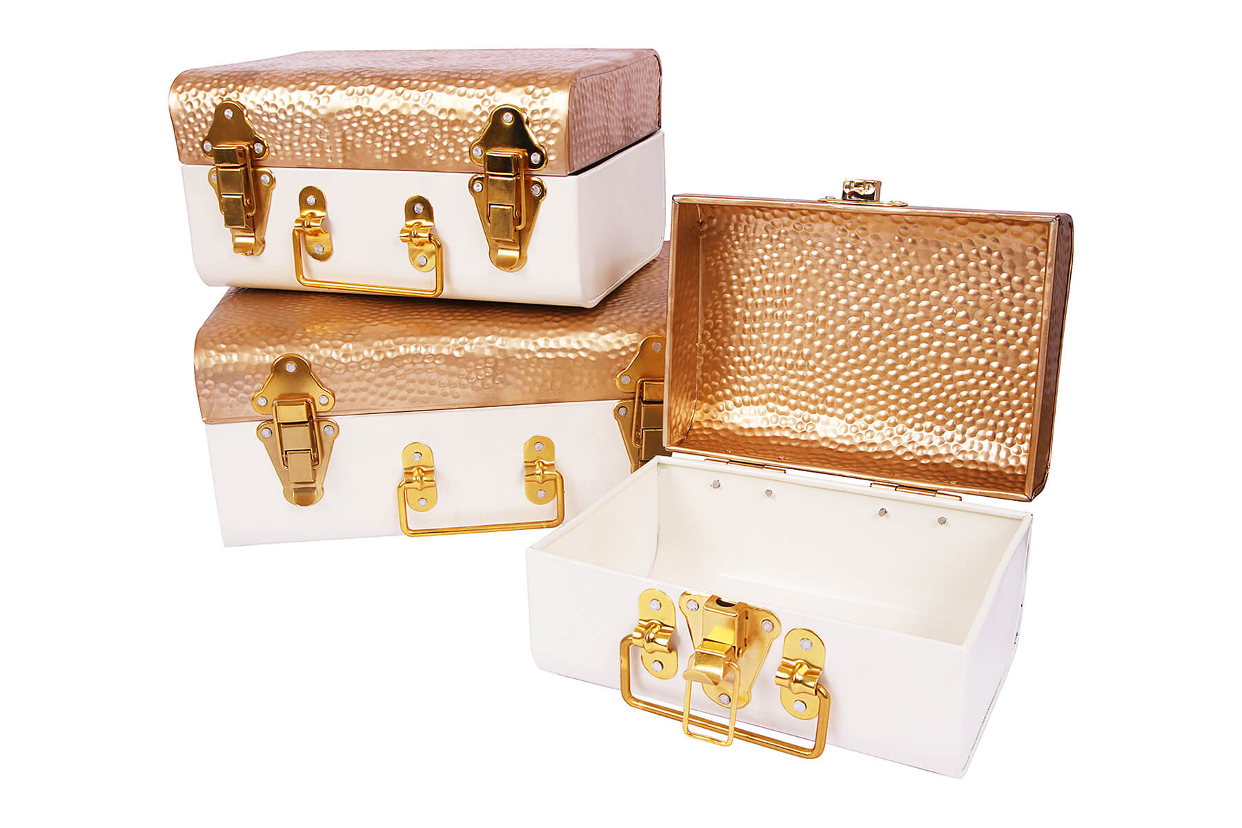 GOLD & IVORY TRUNK SET OF 3