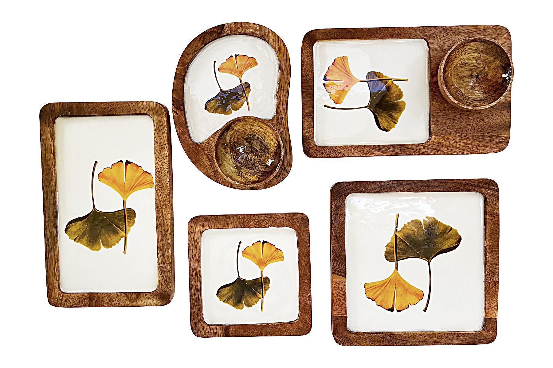 WOODEN SERVING PLATTERS/ ELITE DESIGN MANGO WOOD PLATTER SET OF 5/TRAY SET FOR KITCHEN AND DINING