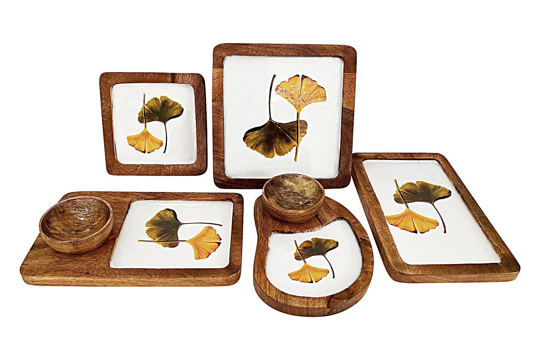 WOODEN SERVING PLATTERS/ ELITE DESIGN MANGO WOOD PLATTER SET OF 5/TRAY SET FOR KITCHEN AND DINING