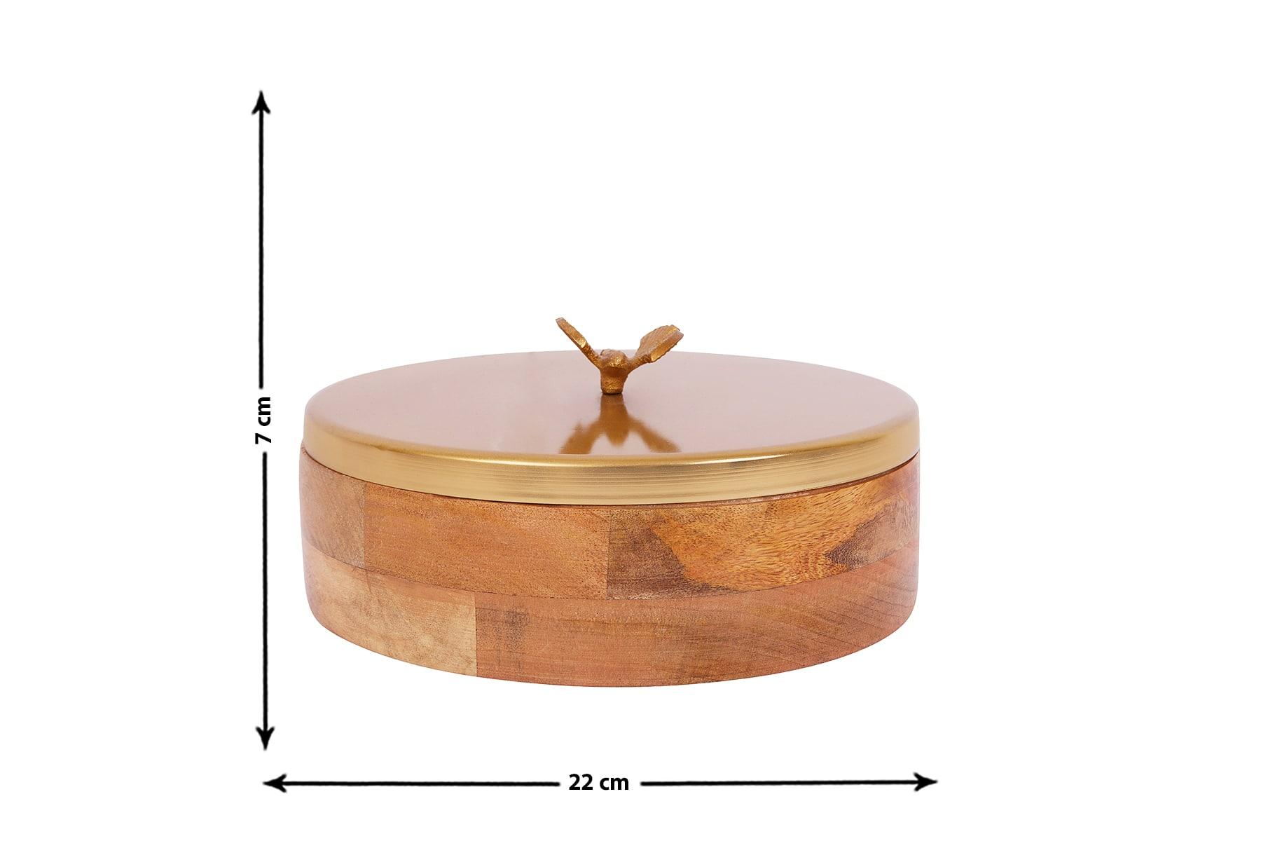 MANGO WOOD AND METAL ROTI BOX WITH BUTTERFLY KNOB