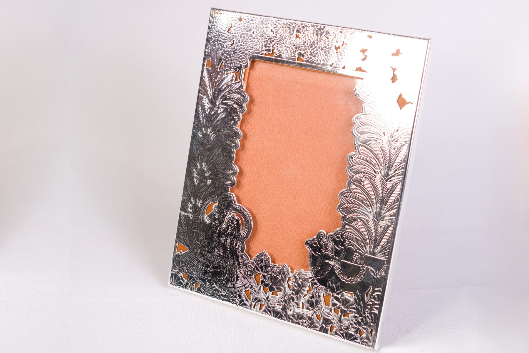 SILVER PHOTO FRAME (RADHA KRISHNA & COW DESIGN) FOR GIFTING AND HOME DÉCOR (MEDIUM) (PACK OF 4)
