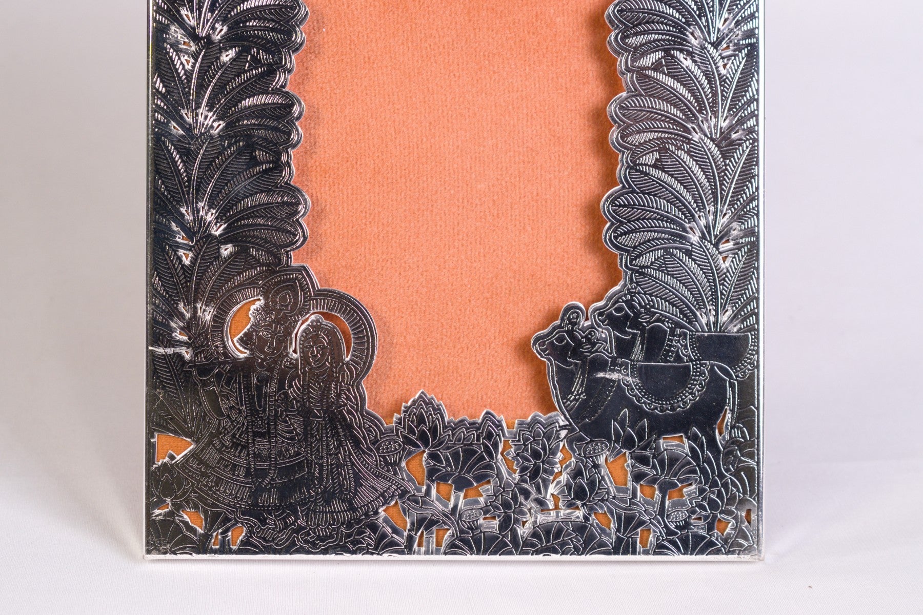 SILVER PHOTO FRAME (RADHA KRISHNA & COW DESIGN) FOR GIFTING AND HOME DÉCOR (MEDIUM) (PACK OF 4)