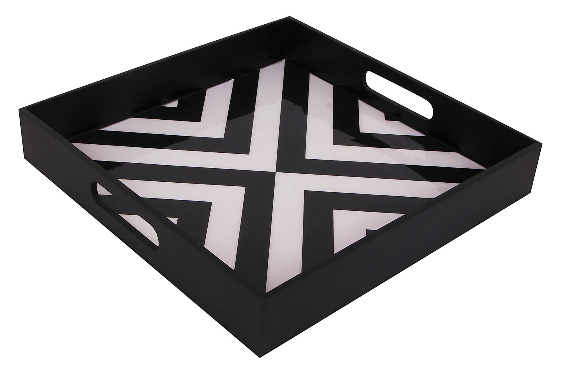 BLACK PRINTED SERVING TRAY (SQUARE)