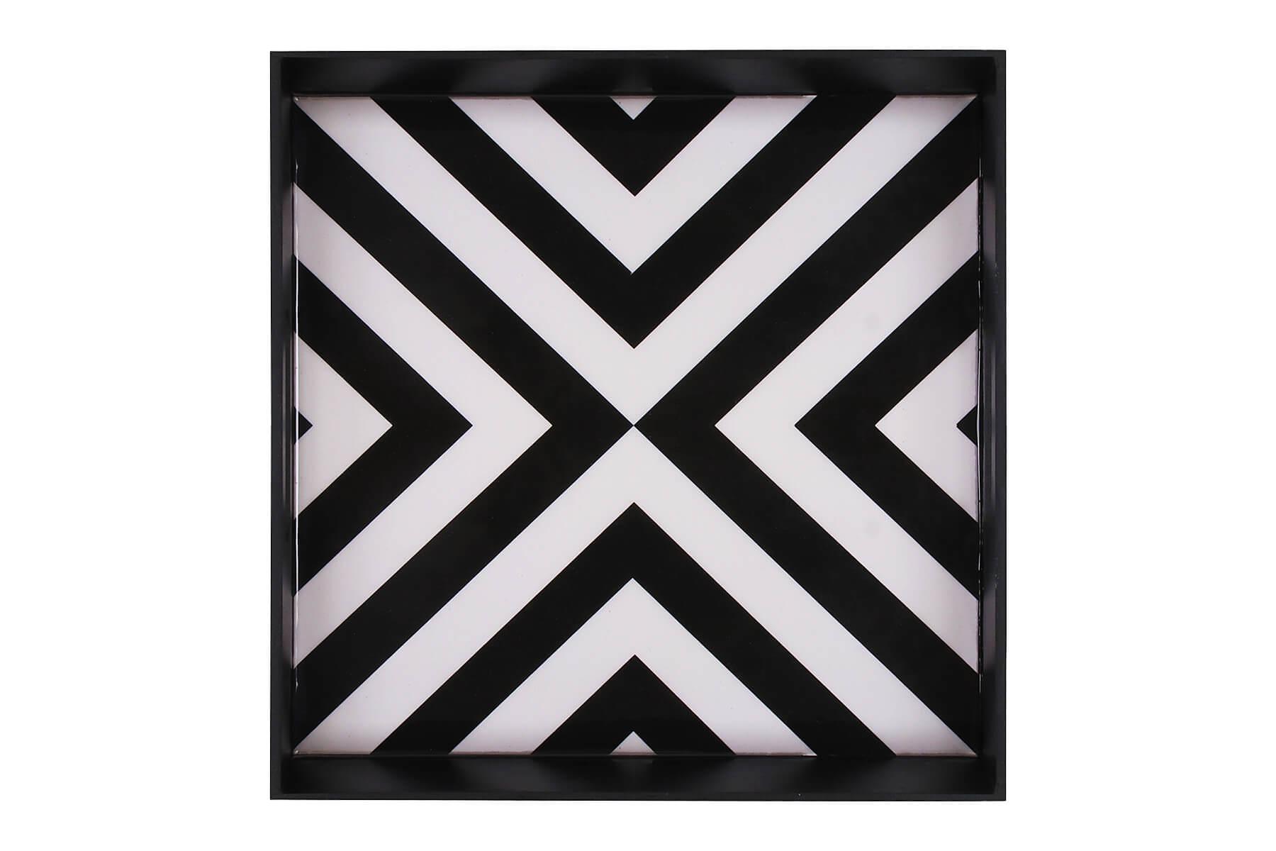 BLACK PRINTED SERVING TRAY (SQUARE)