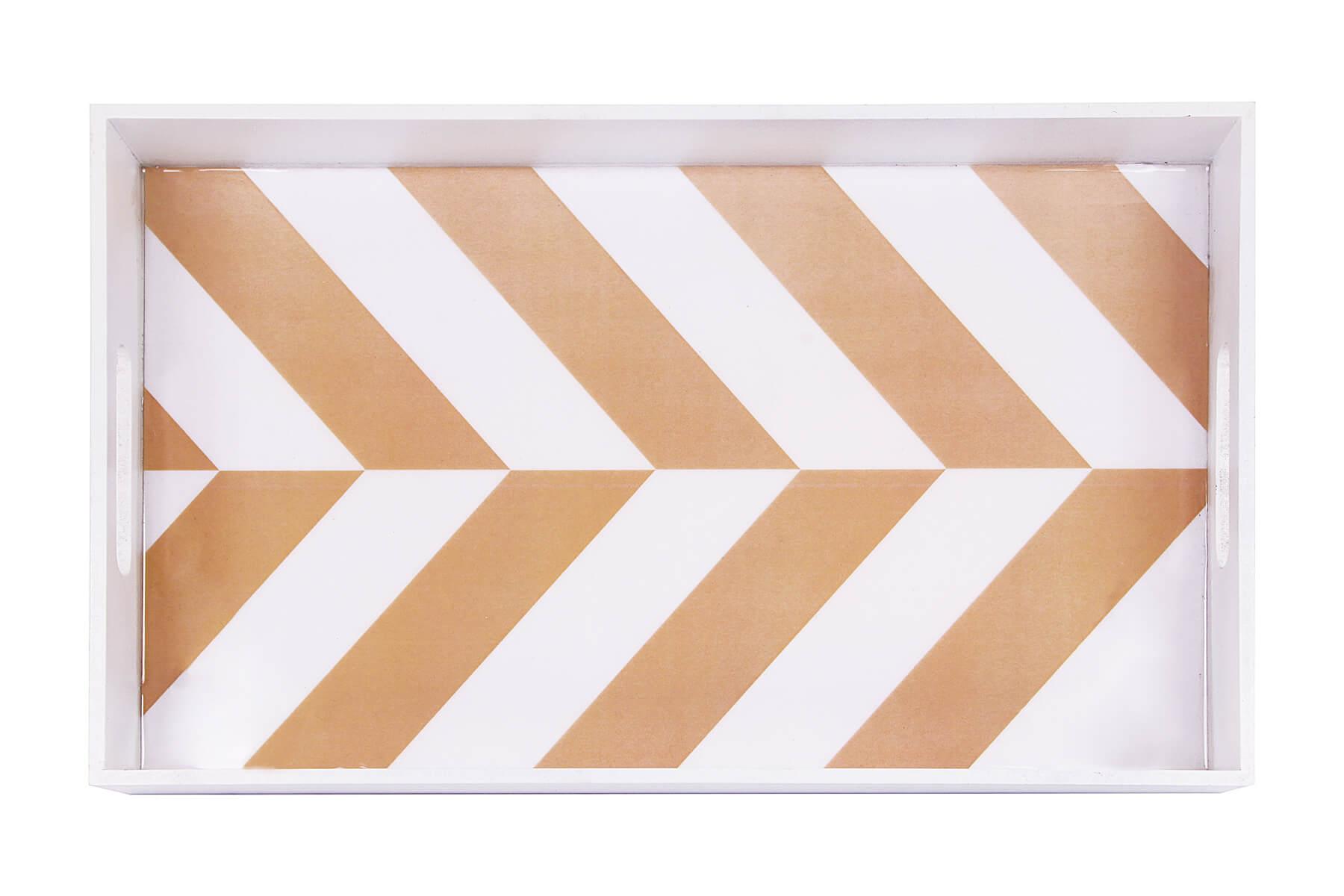 BROWN AND WHITE PRINTED SERVING TRAY