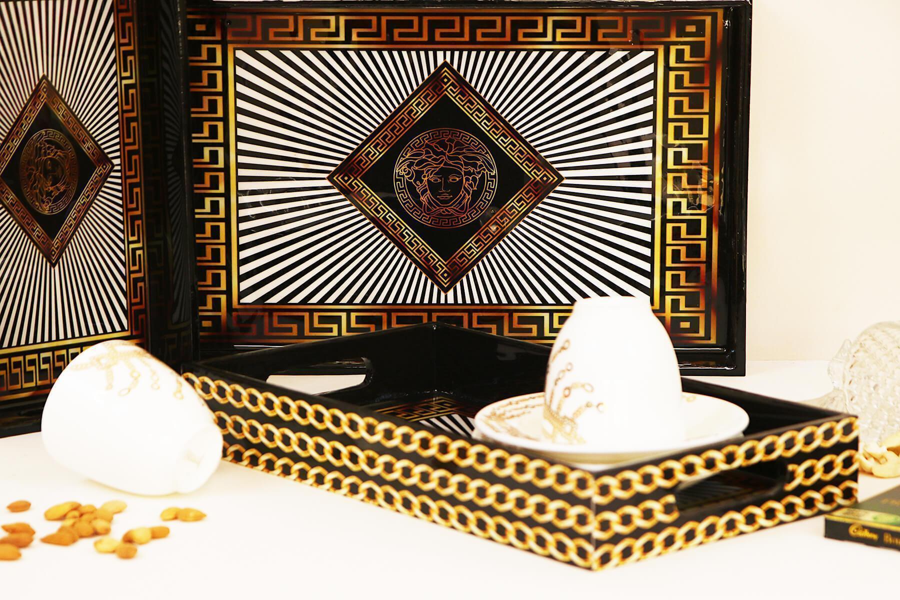 FACE DESIGN SERVING TRAYS SET OF 3