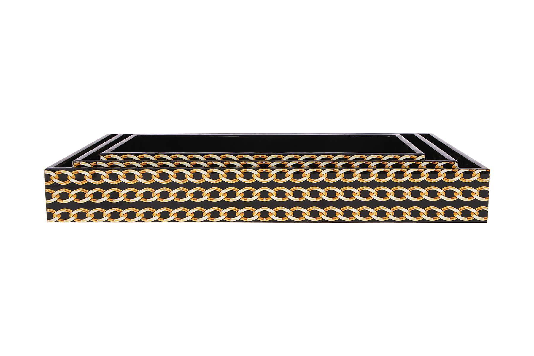 FACE DESIGN SERVING TRAYS SET OF 3