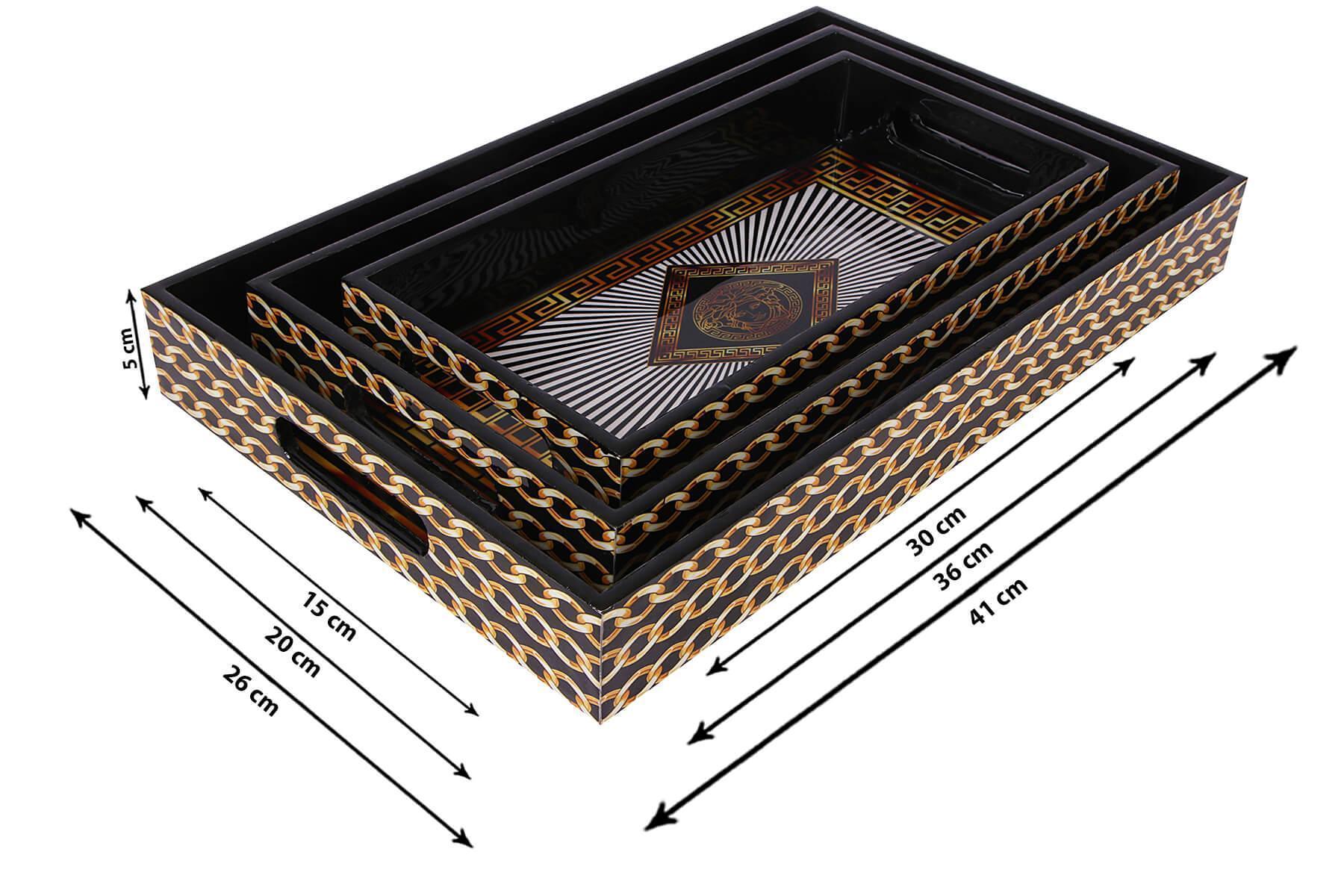 FACE DESIGN SERVING TRAYS SET OF 3