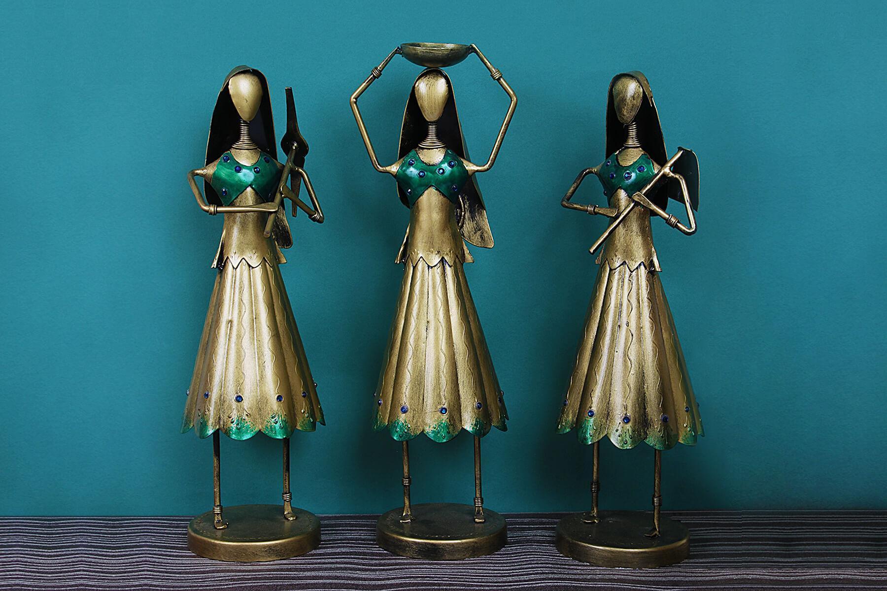 LADY WORKER STATUE SET OF 3 FIGURINES