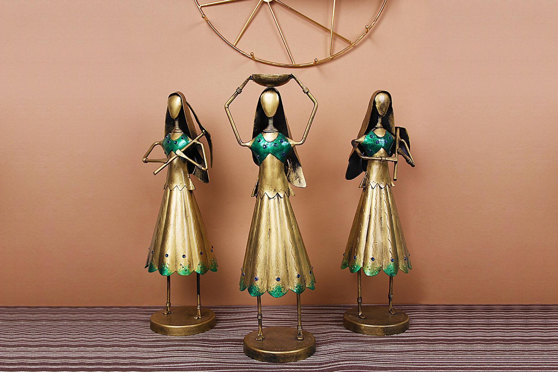 LADY WORKER STATUE SET OF 3 FIGURINES