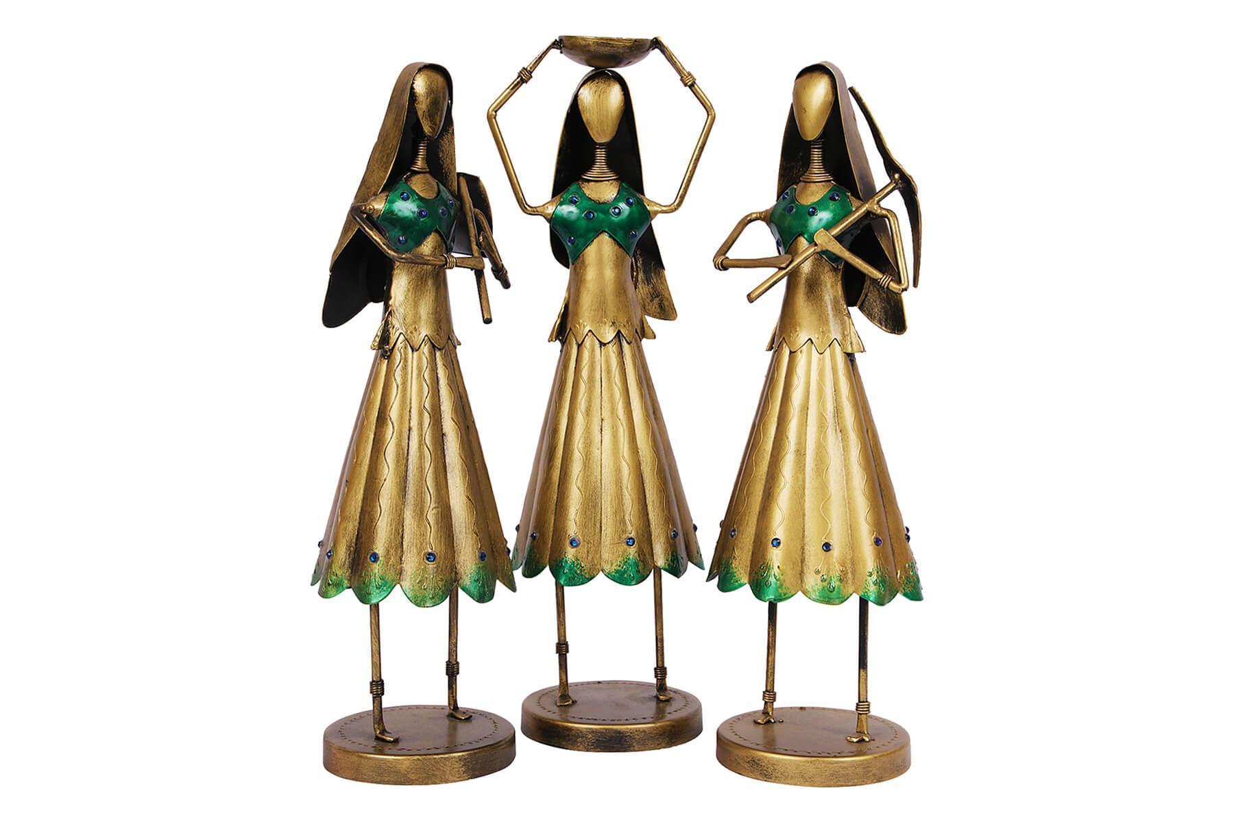 LADY WORKER STATUE SET OF 3 FIGURINES