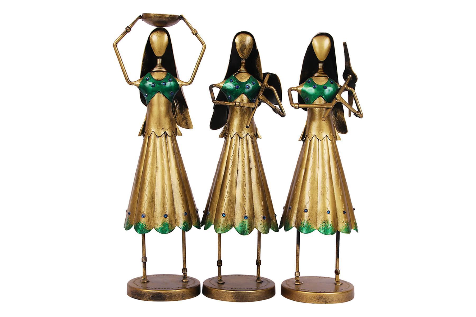 LADY WORKER STATUE SET OF 3 FIGURINES