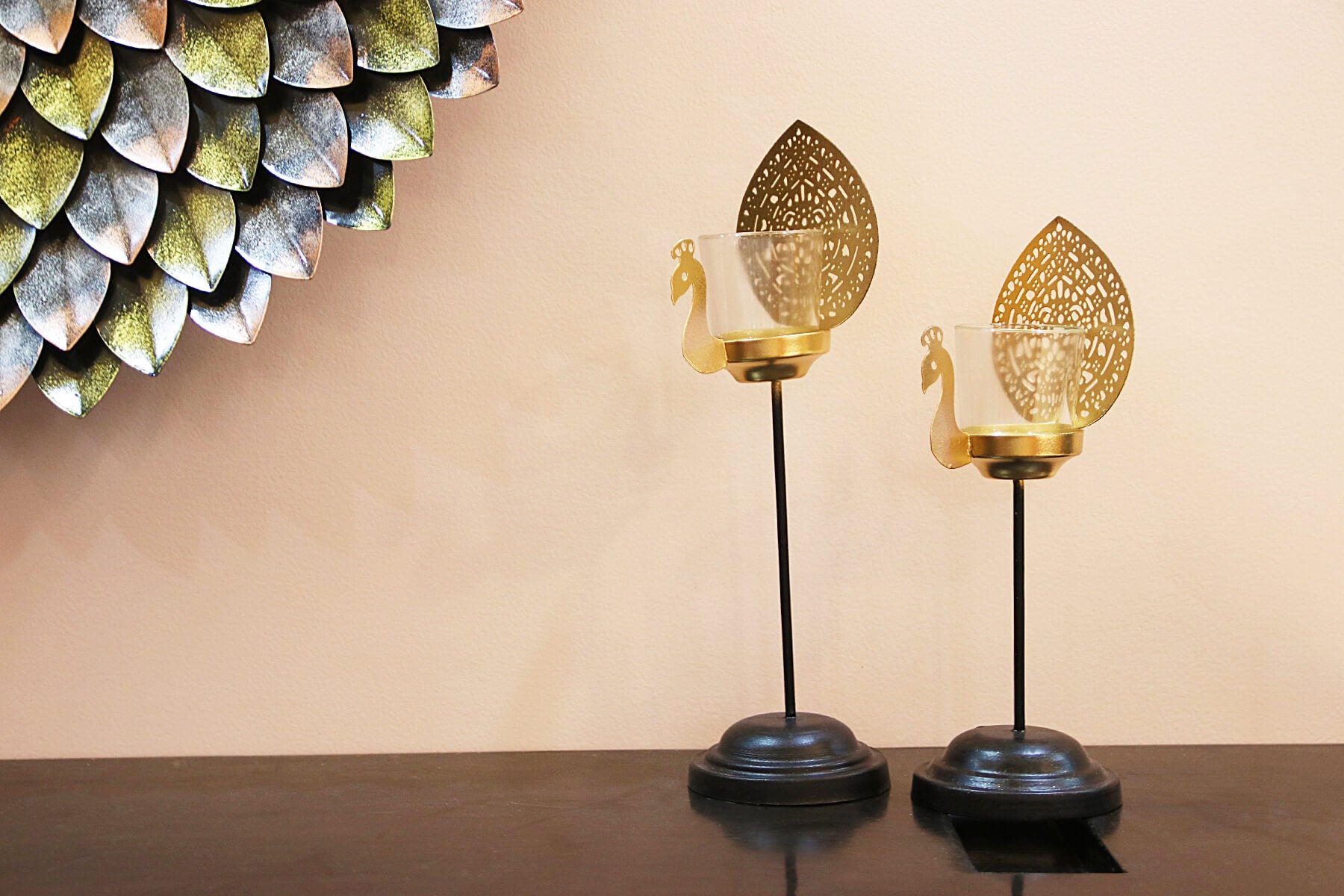 PEACOCK TEA LIGHT HOLDER (Set of 2)