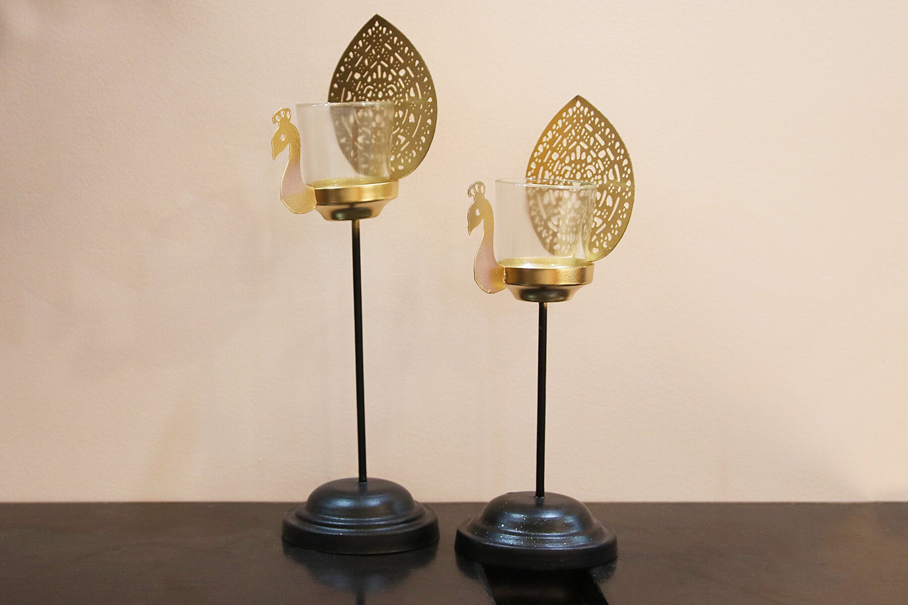PEACOCK TEA LIGHT HOLDER (Set of 2)