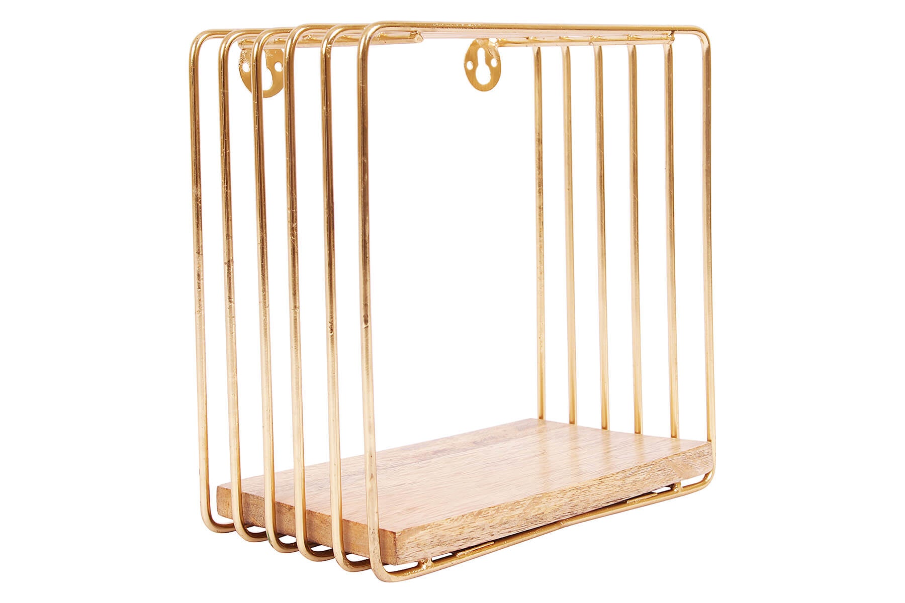 PLAIN SQUARE SHELF WITH WOOD SLAB