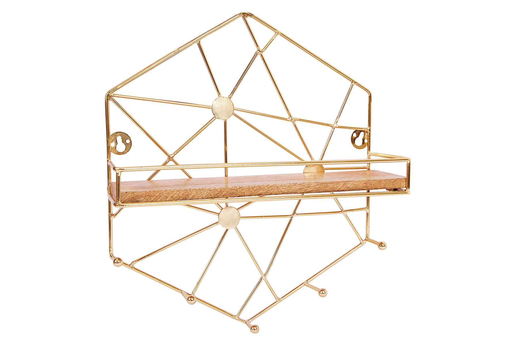 GOLDEN HEXAGON WALL SHELF