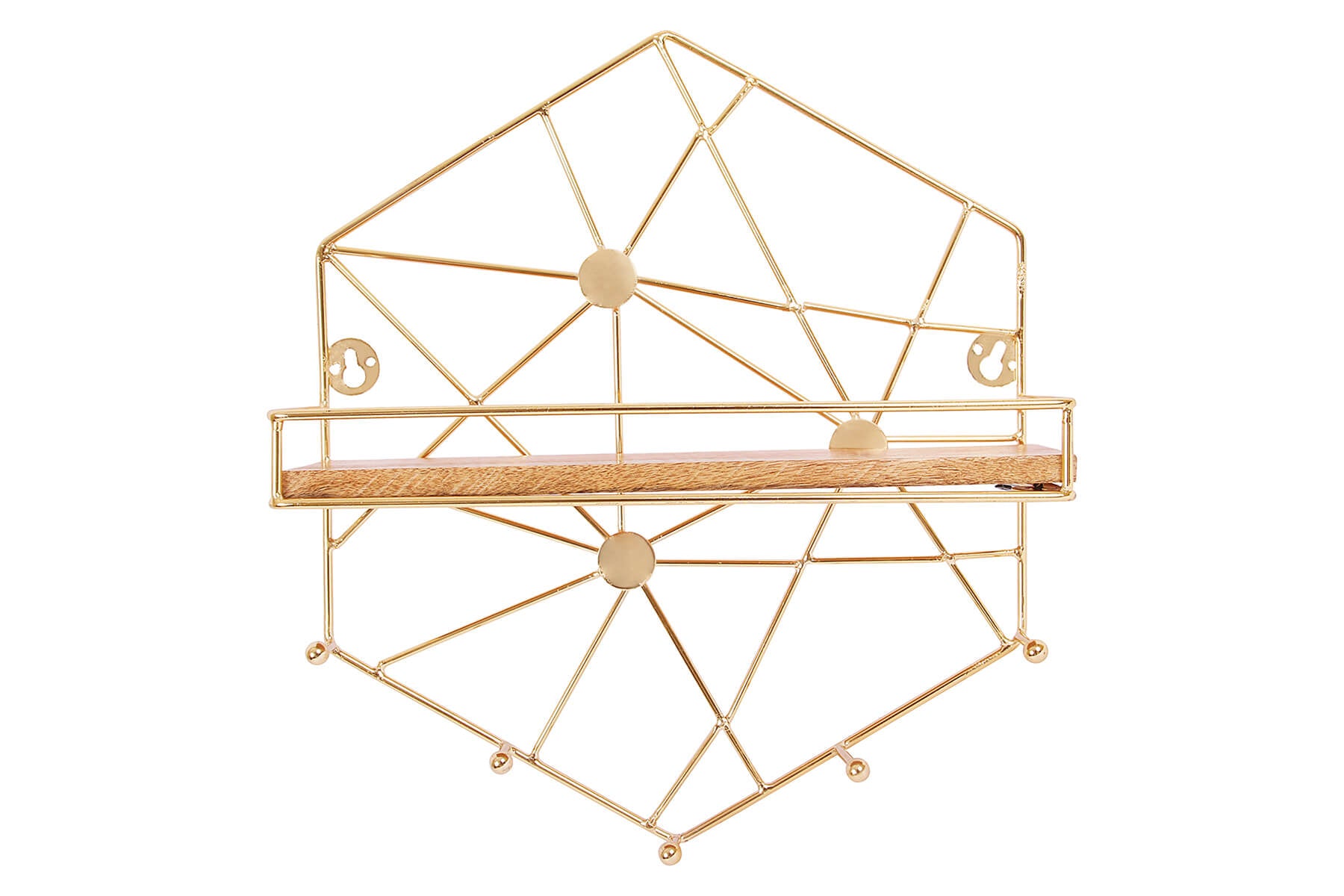 GOLDEN HEXAGON WALL SHELF