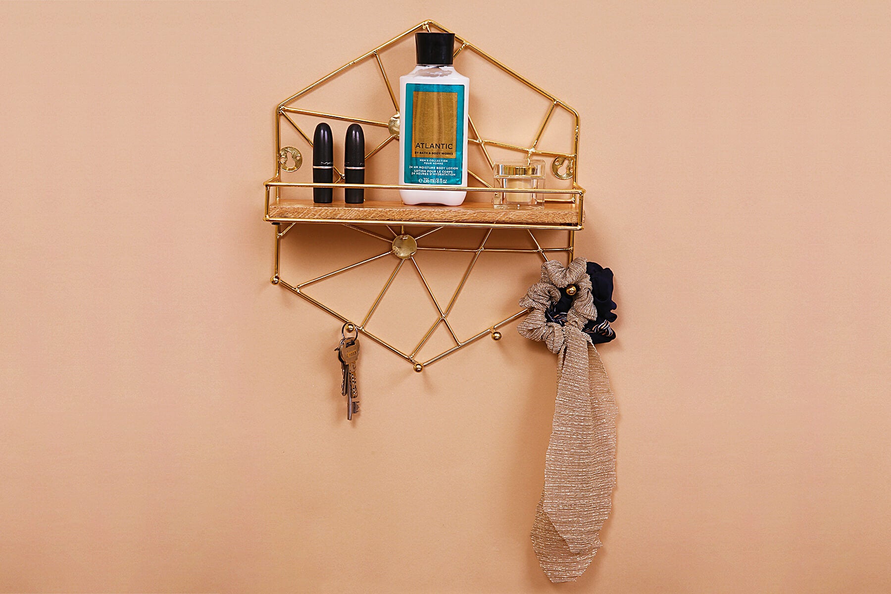 GOLDEN HEXAGON WALL SHELF