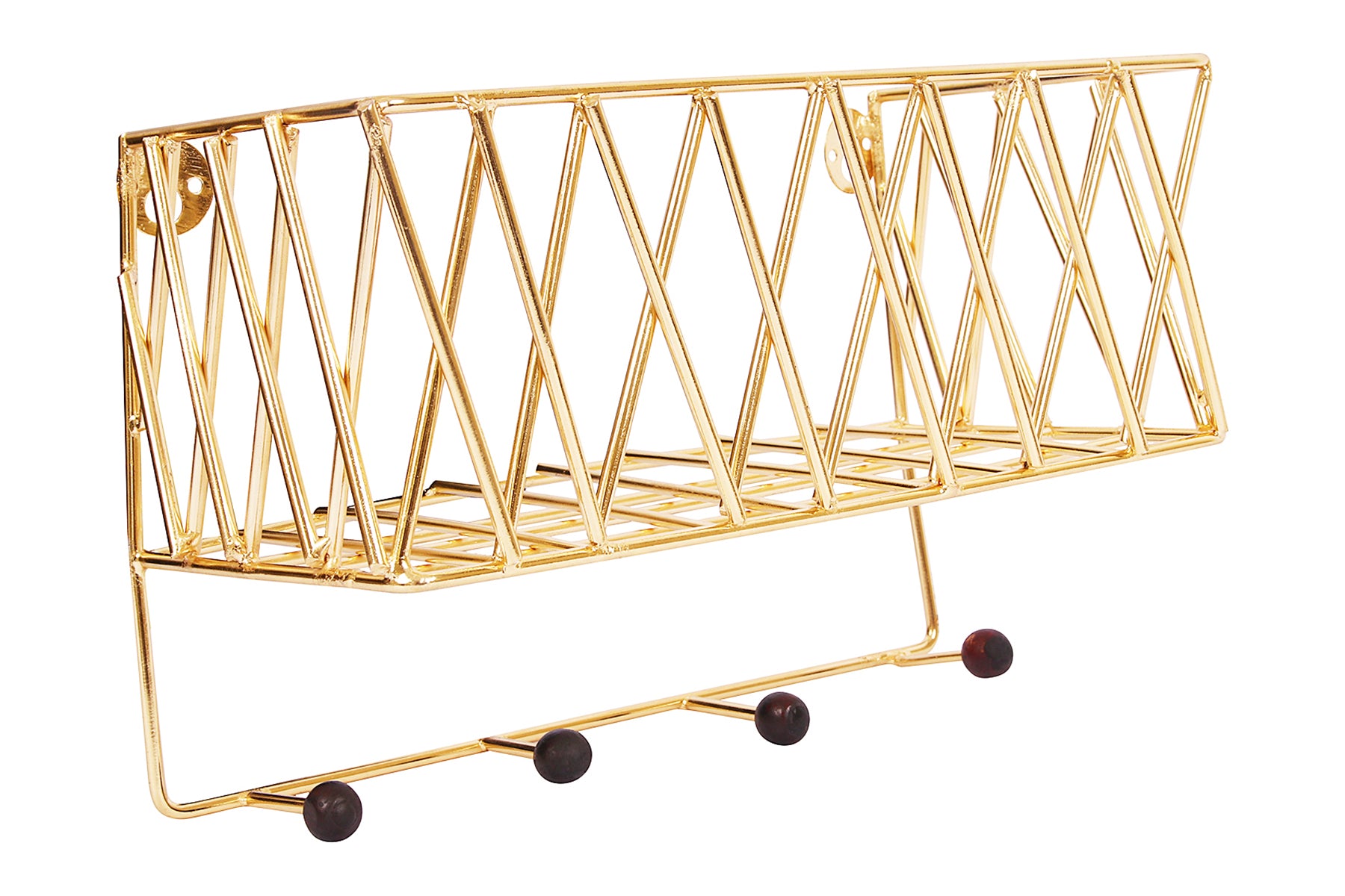 GOLD SHELF WITH WOOD KNOB