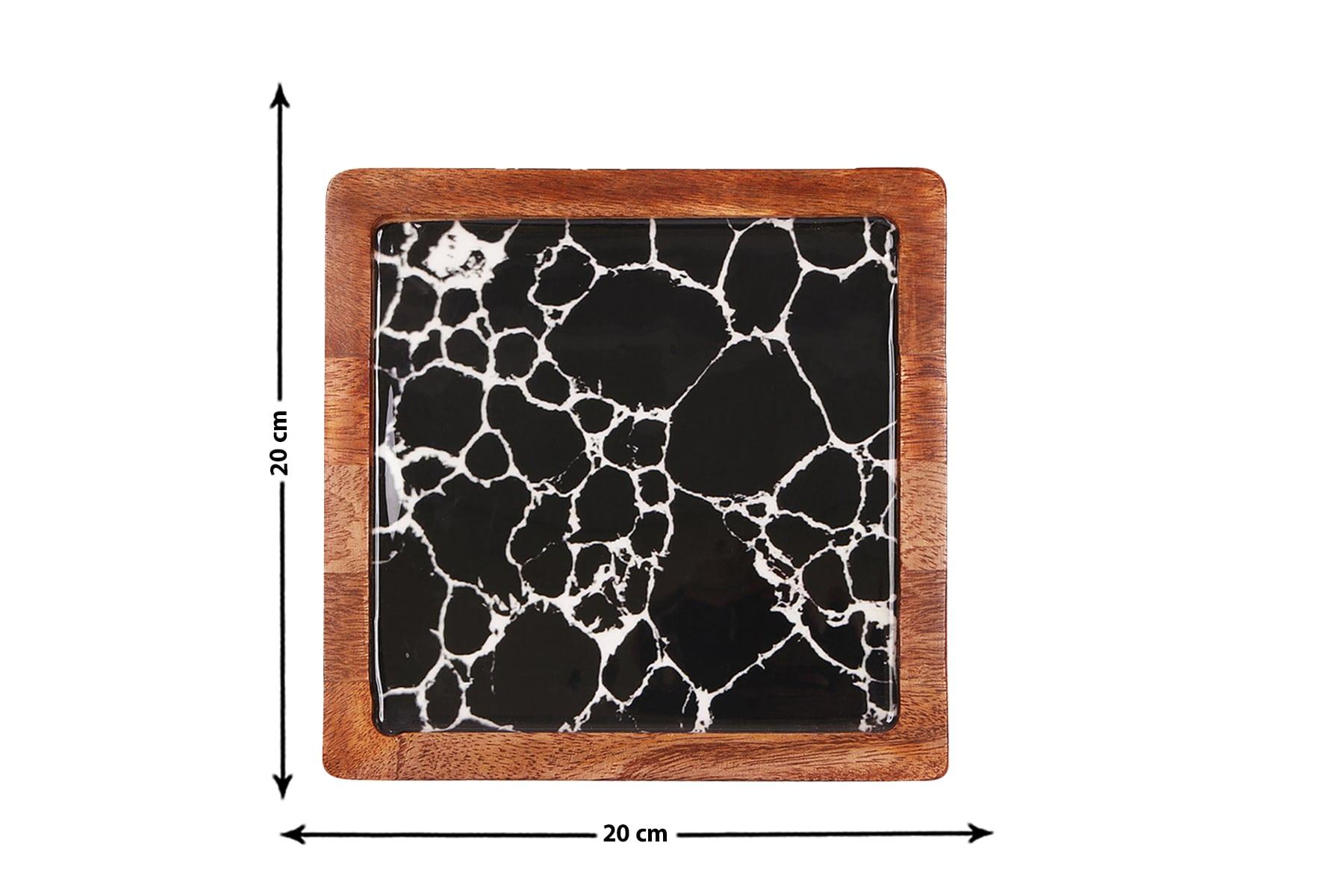 SQUARE WOOD PLATTER CRACK-BLACK (SET OF 1)