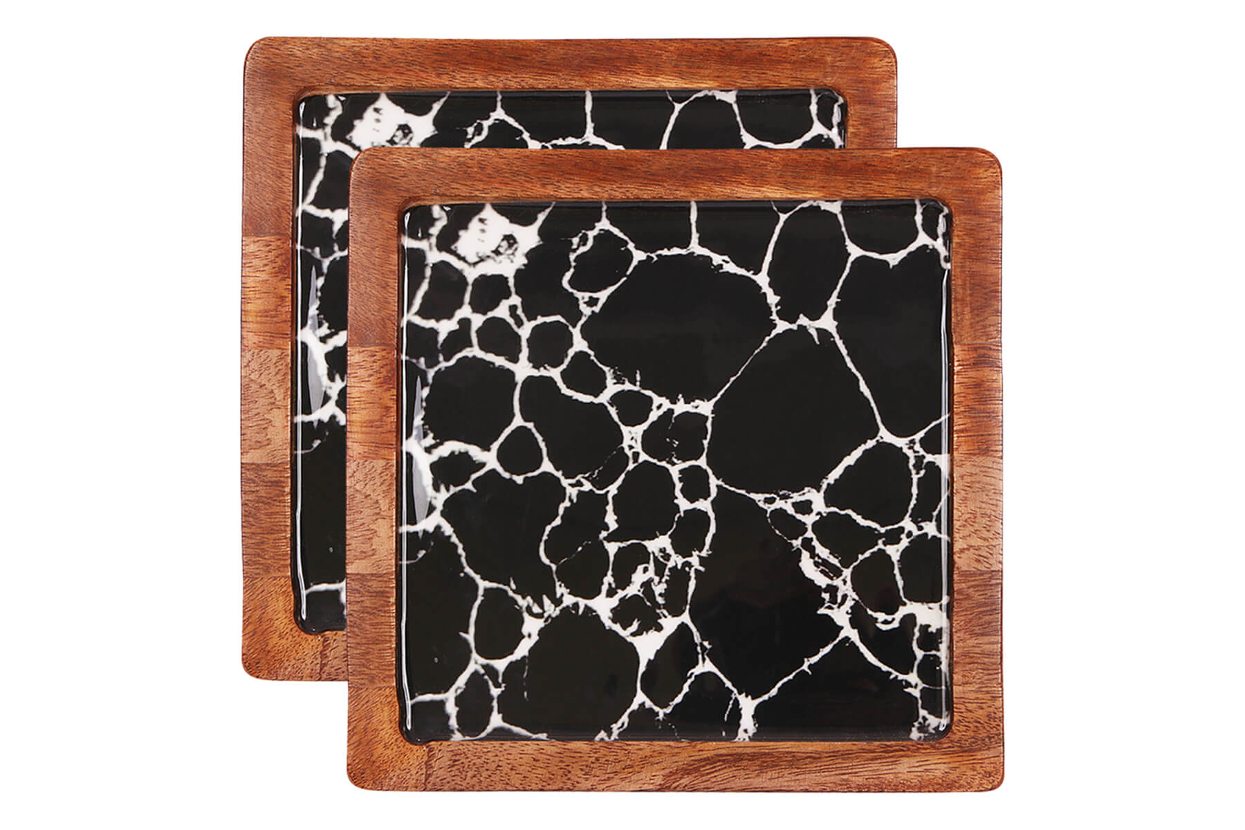 SQUARE WOOD PLATTER CRACK-BLACK (SET OF 1)