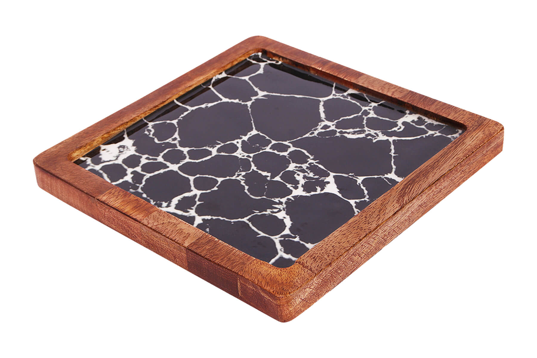 SQUARE WOOD PLATTER CRACK-BLACK (SET OF 1)