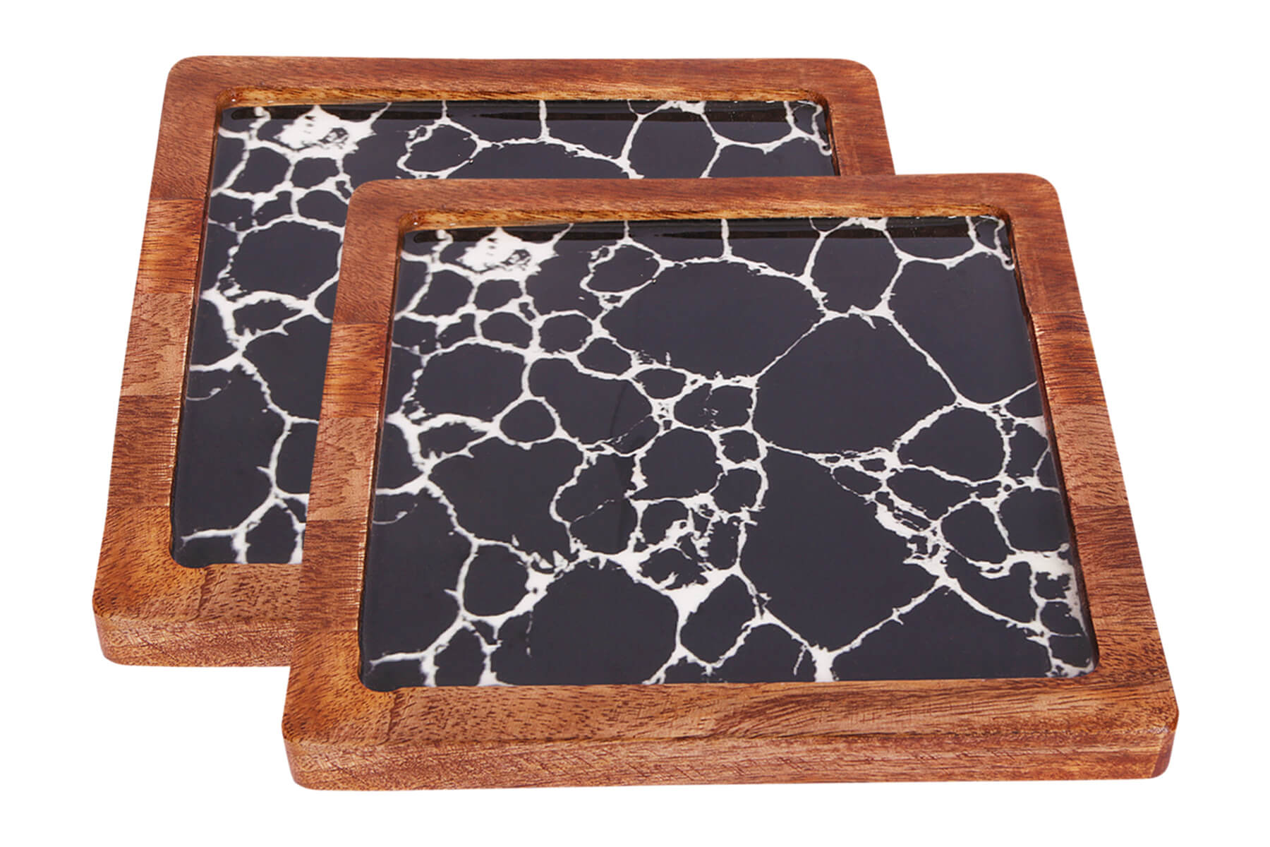 SQUARE WOOD PLATTER CRACK-BLACK (SET OF 1)