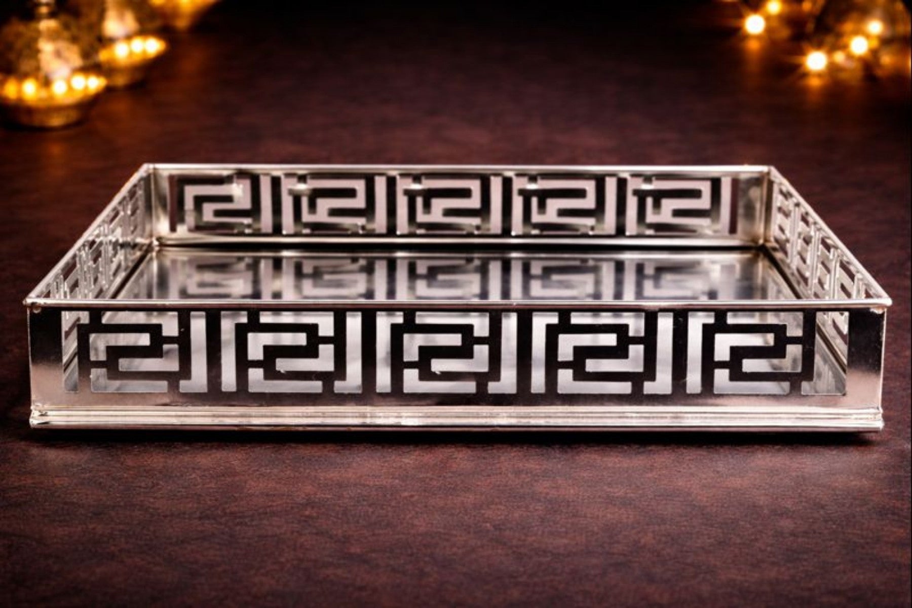 ACCENT TRAY WITH HANDCRAFTED BORDER FOR DÉCOR, GIFTING, TROUSSEAU & RETURN-FAVOUR PACKING (30cm length)