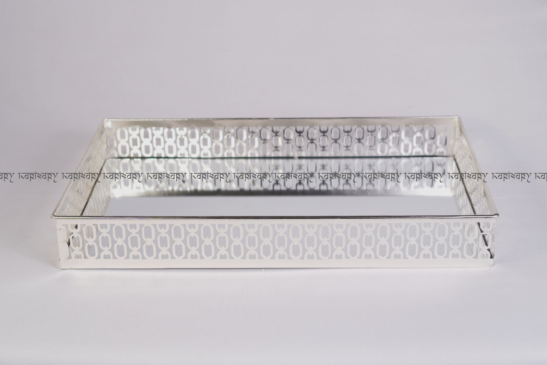 LARGE ACCENT TRAY WITH ARTISTIC BORDER FOR DÉCOR, GIFTING, TROUSSEAU & RETURN-FAVOUR PACKING (40 cm length)