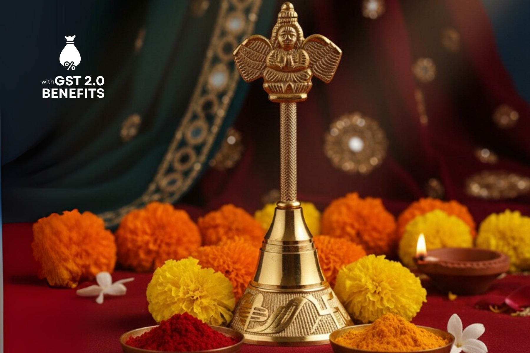 DECORATIVE METAL BELL FOR POOJA AND TEMPLE, POOJA ARTICLES FOR GIFTING, SMALL GHANTI FOR DIWALI & NAVRATRI POOJAN