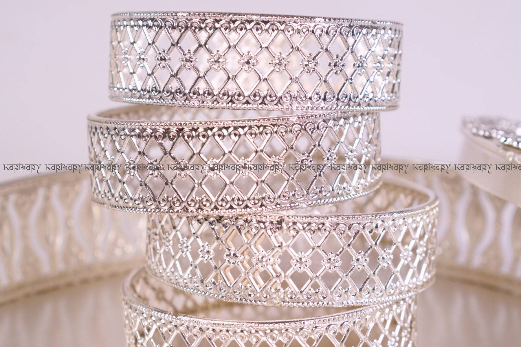DRY FRUIT CONTAINER FOR WEDDING GIFTING IN GERMAN SILVER WITH 4 BOWLS