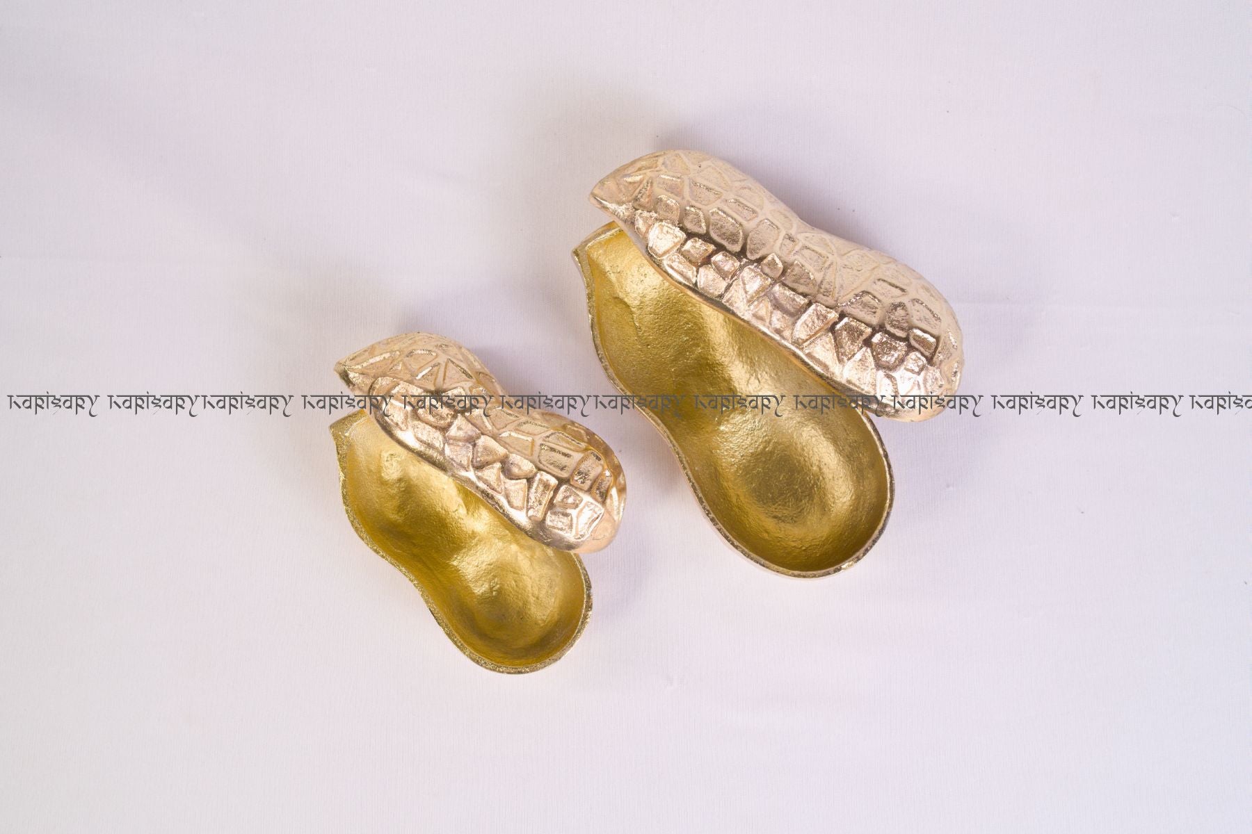 Dry Fruit Gifting and Serving Platter | 2 Golden Peanut Jar with Lid in Metal