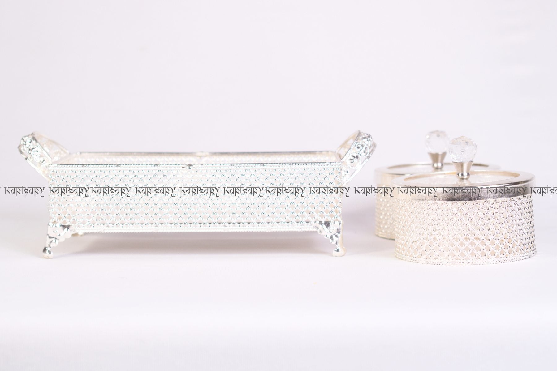 WEDDING RETURN GIFT SET | SILVER FRUIT JARS WITH TRAY SET