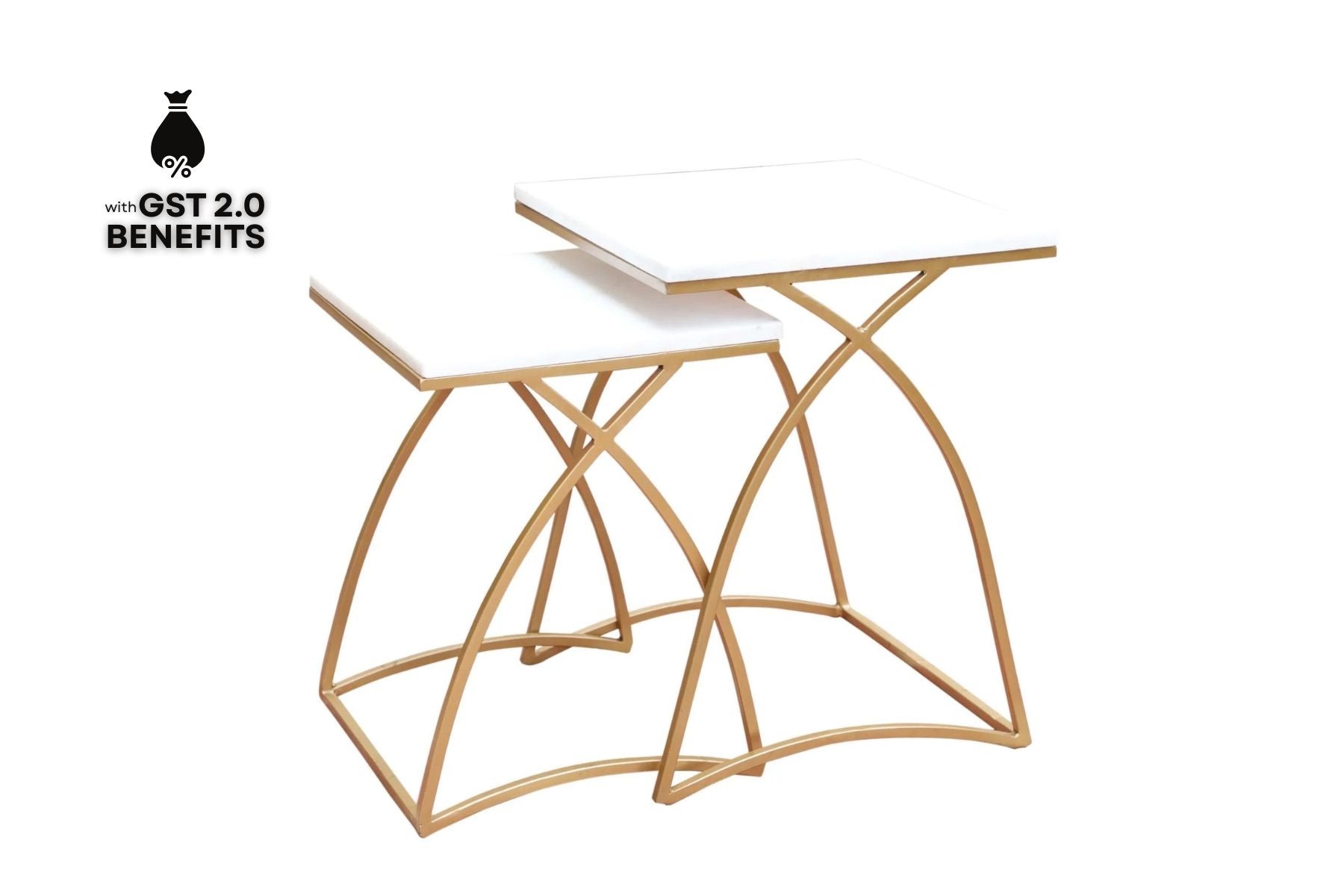 WHITE TOP GOLD FRAME TABLES