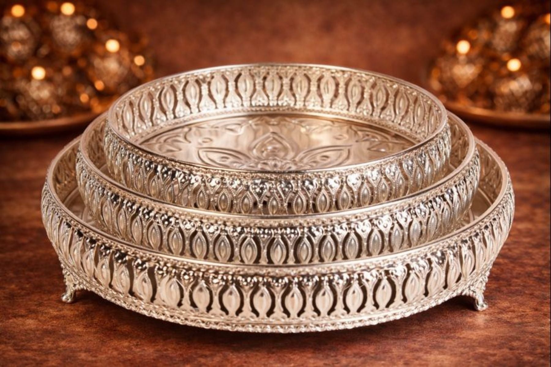 ROUND HAMPER TRAYS SET OF 3 FOR GIFTING, TROUSSEAU PACKING, DECOR