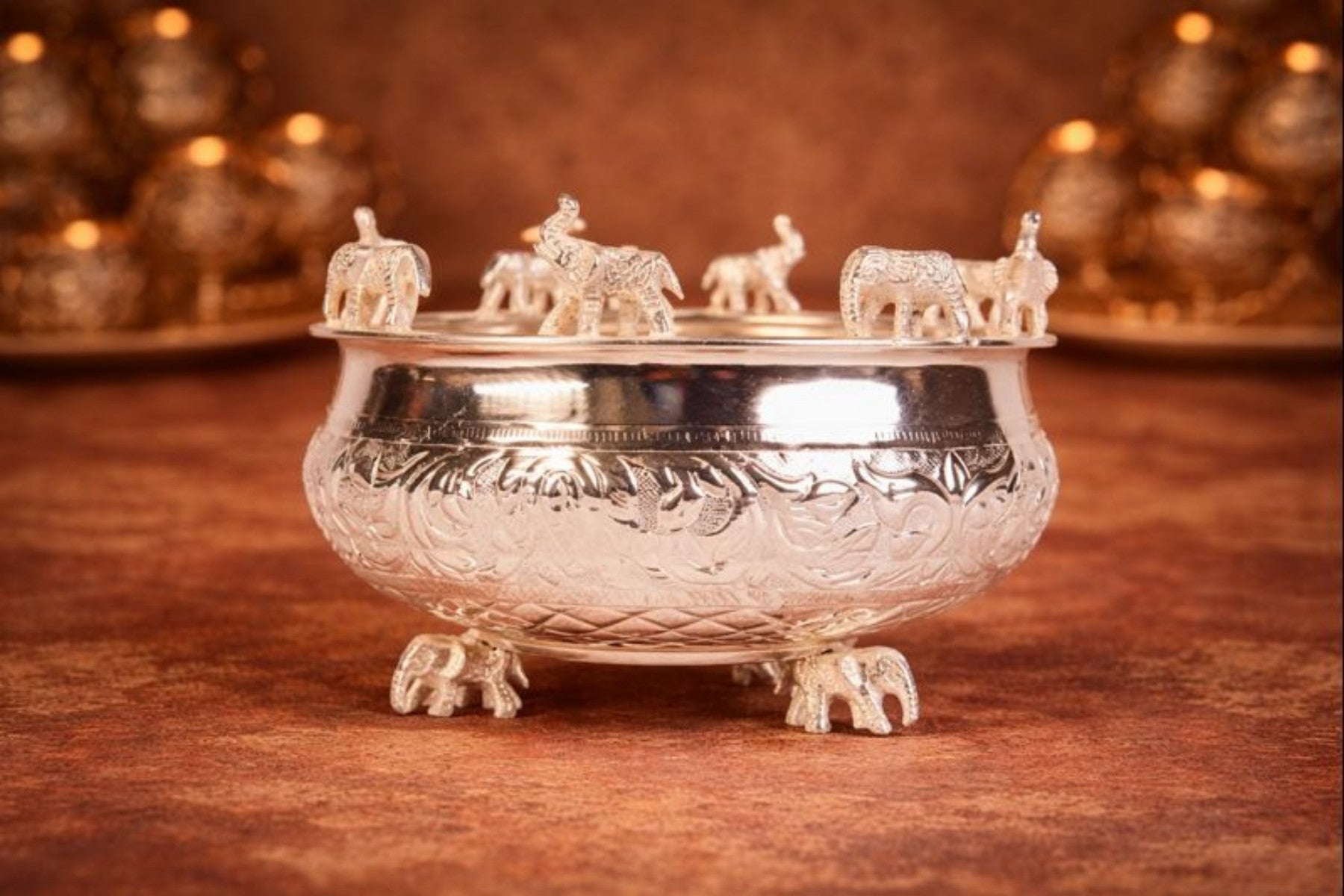 SILVER URLI BOWL FOR FESTIVE DÉCOR & HOME DECORATION