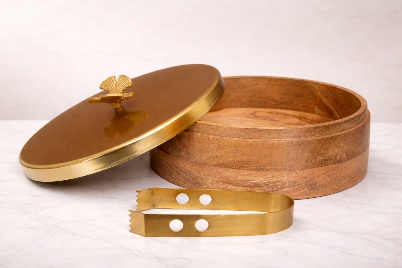 Karigary - MANGO WOOD AND METAL ROTI BOX WITH BUTTERFLY KNOB